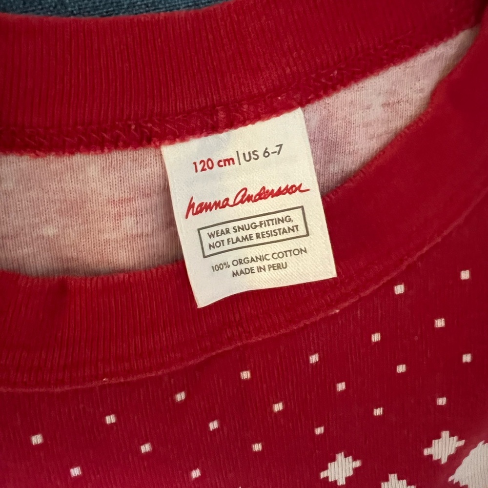 Hanna Andersson Red Patterned Pajama Size 6-7 - Picture 3 of 3